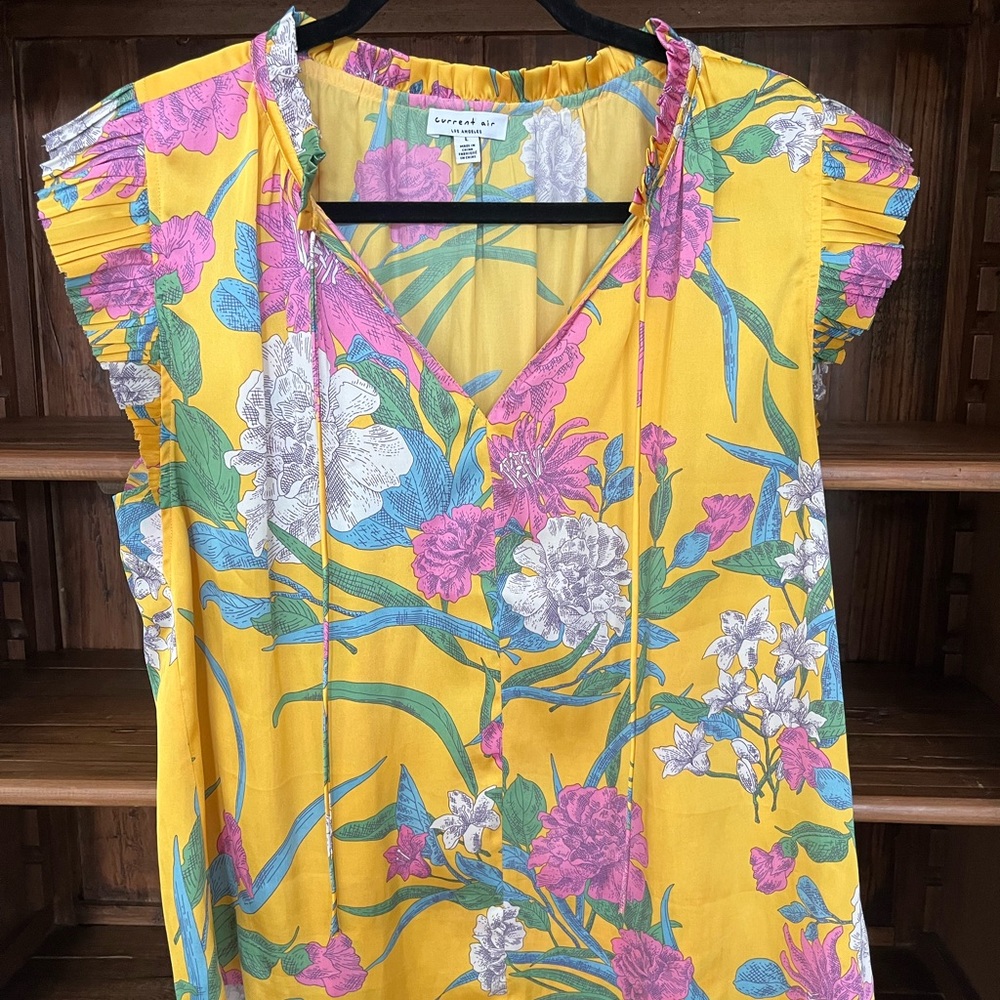 Current Air Yellow Floral Blouse